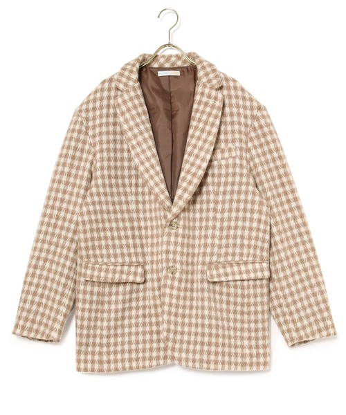 MADEMOISELLE ROPE'（マドモアゼル ロペ）の「【SANSE SANSE】オーバーサイズチェックジャケット（テーラードジャケット・レディース・ベージュ・FREE）」の5枚目の写真