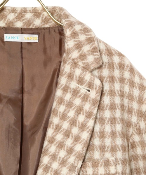 MADEMOISELLE ROPE'（マドモアゼル ロペ）の「【SANSE SANSE】オーバーサイズチェックジャケット（テーラードジャケット・レディース・ベージュ・FREE）」の8枚目の写真