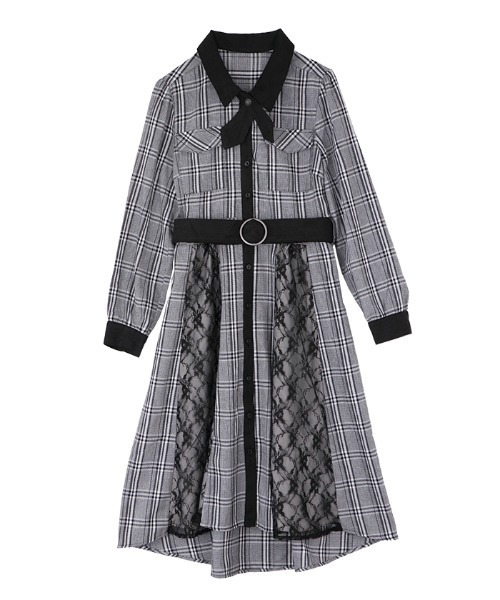 axes femme（アクシーズファム）の「配色シャツワンピース（シャツワンピース・レディース・ブラック/ダークグリーン/ブラウン・MEDIUM）」の2枚目の写真