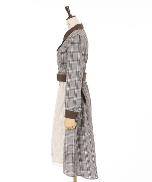 axes femme（アクシーズファム）の「配色シャツワンピース（シャツワンピース・レディース・ブラック/ダークグリーン/ブラウン・MEDIUM）」の7枚目の写真