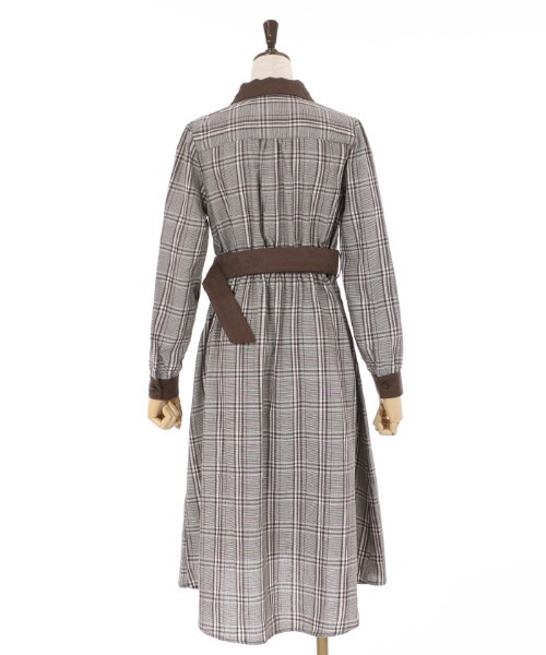 axes femme（アクシーズファム）の「配色シャツワンピース（シャツワンピース・レディース・ブラック/ダークグリーン/ブラウン・MEDIUM）」の8枚目の写真