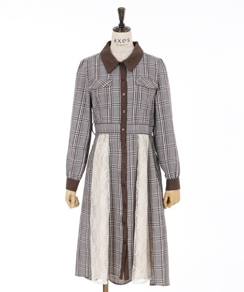 axes femme（アクシーズファム）の「配色シャツワンピース（シャツワンピース・レディース・ブラック/ダークグリーン/ブラウン・MEDIUM）」の11枚目の写真