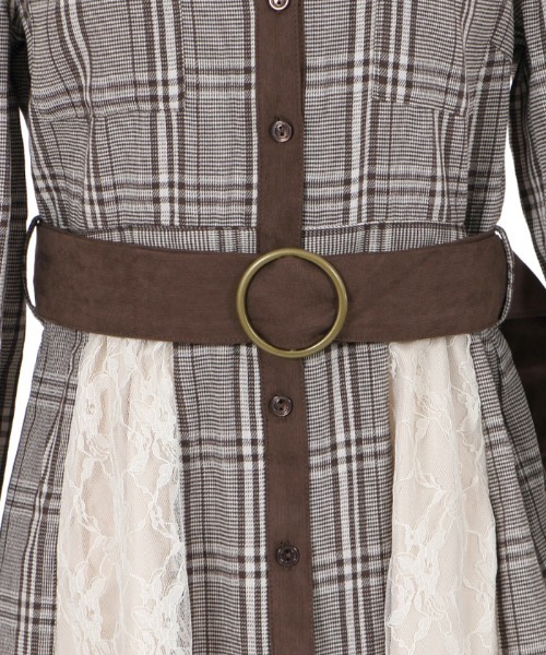 axes femme（アクシーズファム）の「配色シャツワンピース（シャツワンピース・レディース・ブラック/ダークグリーン/ブラウン・MEDIUM）」の13枚目の写真