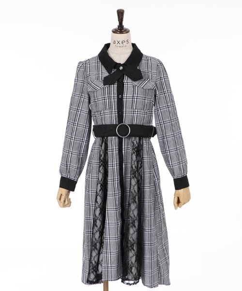 axes femme（アクシーズファム）の「配色シャツワンピース（シャツワンピース・レディース・ブラック/ダークグリーン/ブラウン・MEDIUM）」の16枚目の写真