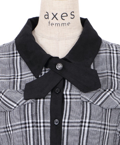 axes femme（アクシーズファム）の「配色シャツワンピース（シャツワンピース・レディース・ブラック/ダークグリーン/ブラウン・MEDIUM）」の22枚目の写真