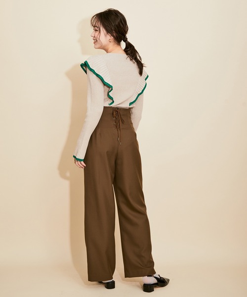 MADEMOISELLE ROPE'(マドモアゼル ロペ)の「【セットアップ対応】ラメフリルリブニットプルオーバー(ニット/セーター・レディース・ベージュ/ラベンダー・38)」の19枚目の写真