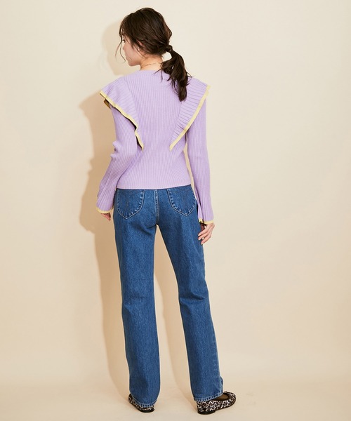 MADEMOISELLE ROPE'(マドモアゼル ロペ)の「【セットアップ対応】ラメフリルリブニットプルオーバー(ニット/セーター・レディース・ベージュ/ラベンダー・38)」の18枚目の写真