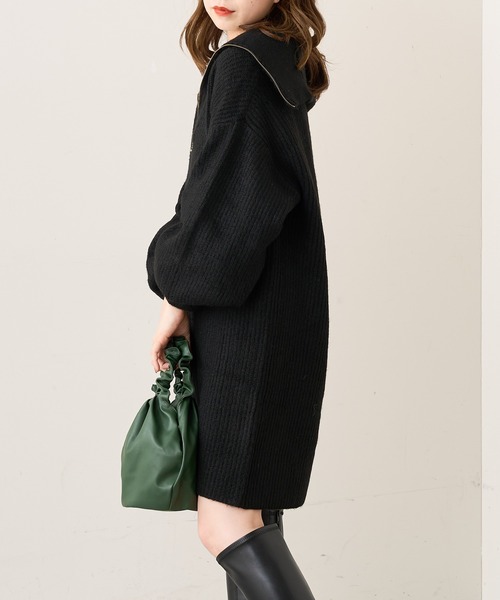 Chico(チコ)の「【新色追加】ハーフZIPニットミニワンピース(ワンピース・レディース・ブラック/アイボリー/ベージュ/ホワイト系2・FREE)」の13枚目の写真