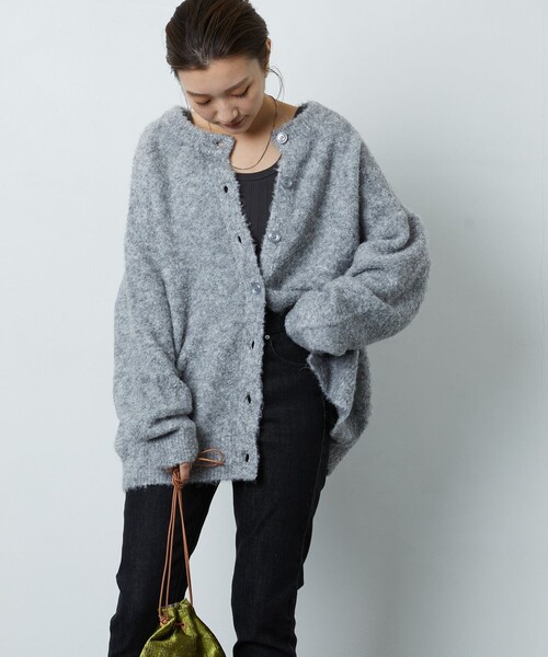 FREAK'S STORE（フリークスストア）の「▽【WEB限定】2WAYループヤーンニットカーディガン（カーディガン/ボレロ・レディース・イエロー/ブルー/ナチュラル/グレー/ピンク・ﾌﾘ-）」の17枚目の写真