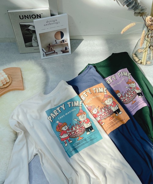 AS KNOW AS PINKY(アズノゥアズピンキー)の「◇ケーキキッズプリントロンT(Tシャツ/カットソー・レディース・ブルー/グリーン/キナリ・FREE)」の8枚目の写真