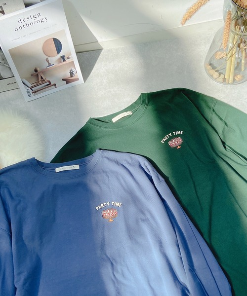 AS KNOW AS PINKY(アズノゥアズピンキー)の「◇ケーキキッズプリントロンT(Tシャツ/カットソー・レディース・ブルー/グリーン/キナリ・FREE)」の4枚目の写真