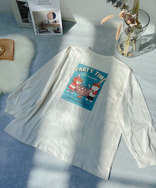 AS KNOW AS PINKY(アズノゥアズピンキー)の「◇ケーキキッズプリントロンT(Tシャツ/カットソー・レディース・ブルー/グリーン/キナリ・FREE)」の7枚目の写真