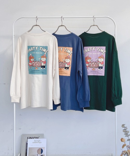 AS KNOW AS PINKY(アズノゥアズピンキー)の「◇ケーキキッズプリントロンT(Tシャツ/カットソー・レディース・ブルー/グリーン/キナリ・FREE)」の12枚目の写真