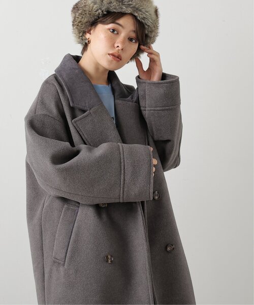 DOUBLE NAME（ダブルネーム）の「コーデュロイ衿オーバーチェスターコート（その他アウター・レディース・チャコールグレー/ベージュ/サックスブルー/イエロー×グリーン・FREE）」の2枚目の写真