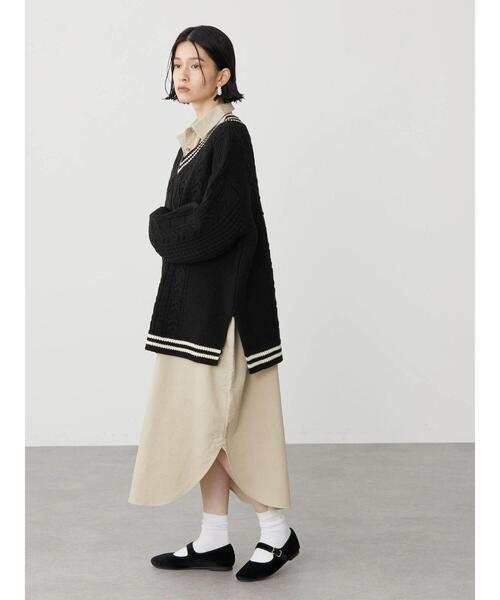 AMERICAN HOLIC（アメリカンホリック）の「Vネックチルデンケーブルニットプルオーバー（ニット/セーター・レディース・アイボリー/ブラック・M/L）」の17枚目の写真