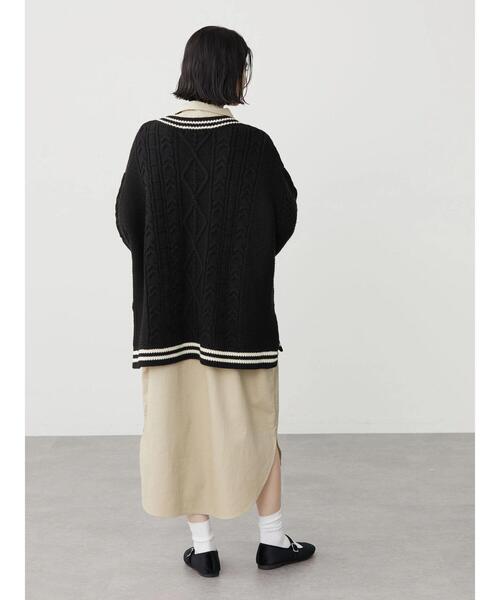 セール】Vネックチルデンケーブルニットプルオーバー（ニット/セーター