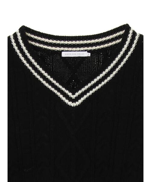 セール】Vネックチルデンケーブルニットプルオーバー（ニット/セーター