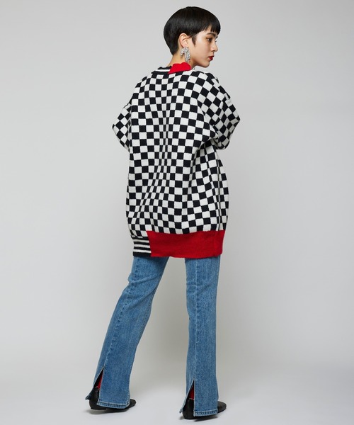 Narcissus(ナルシス)の「【Narcissus】ブロックラインニット(ニット/セーター・レディース・レッド/グリーン・FREE)」の5枚目の写真