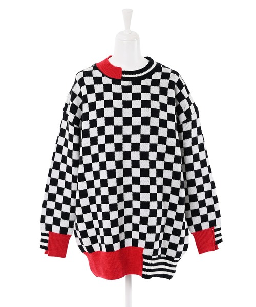 Narcissus(ナルシス)の「【Narcissus】ブロックラインニット(ニット/セーター・レディース・レッド/グリーン・FREE)」の12枚目の写真