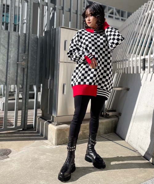 Narcissus(ナルシス)の「【Narcissus】ブロックラインニット(ニット/セーター・レディース・レッド/グリーン・FREE)」の16枚目の写真