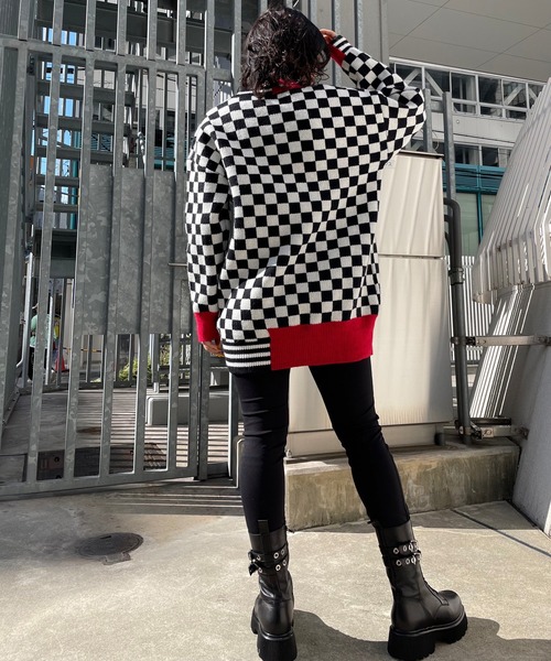 Narcissus(ナルシス)の「【Narcissus】ブロックラインニット(ニット/セーター・レディース・レッド/グリーン・FREE)」の17枚目の写真