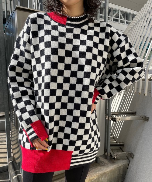 Narcissus(ナルシス)の「【Narcissus】ブロックラインニット(ニット/セーター・レディース・レッド/グリーン・FREE)」の18枚目の写真