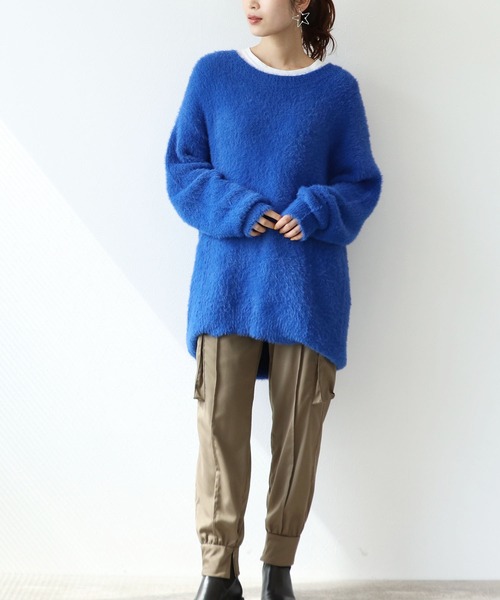 Three Four Time（ｽﾘｰﾌｫｰﾀｲﾑ）の「無地シャギーニットプルオーバー（ニット/セーター・レディース・ライム/オレンジ/ブルー/フューシャピンク・FREE）」の5枚目の写真