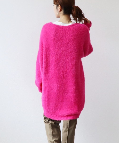 Three Four Time（ｽﾘｰﾌｫｰﾀｲﾑ）の「無地シャギーニットプルオーバー（ニット/セーター・レディース・ライム/オレンジ/ブルー/フューシャピンク・FREE）」の9枚目の写真