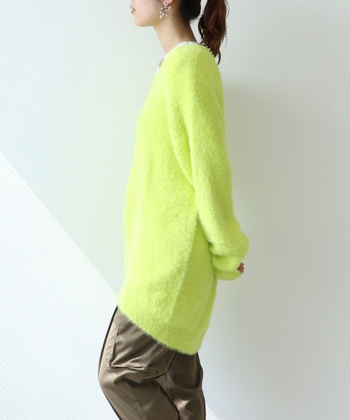 Three Four Time（ｽﾘｰﾌｫｰﾀｲﾑ）の「無地シャギーニットプルオーバー（ニット/セーター・レディース・ライム/オレンジ/ブルー/フューシャピンク・FREE）」の10枚目の写真