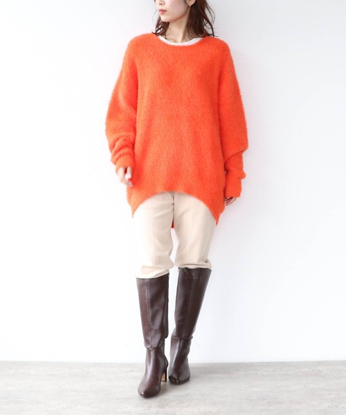 Three Four Time（ｽﾘｰﾌｫｰﾀｲﾑ）の「無地シャギーニットプルオーバー（ニット/セーター・レディース・ライム/オレンジ/ブルー/フューシャピンク・FREE）」の12枚目の写真