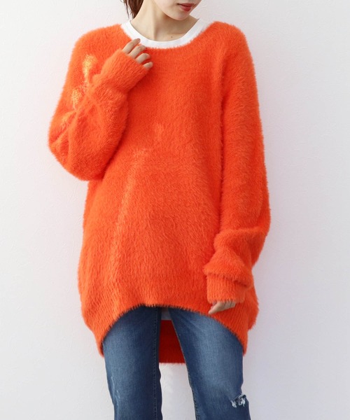 Three Four Time（ｽﾘｰﾌｫｰﾀｲﾑ）の「無地シャギーニットプルオーバー（ニット/セーター・レディース・ライム/オレンジ/ブルー/フューシャピンク・FREE）」の14枚目の写真