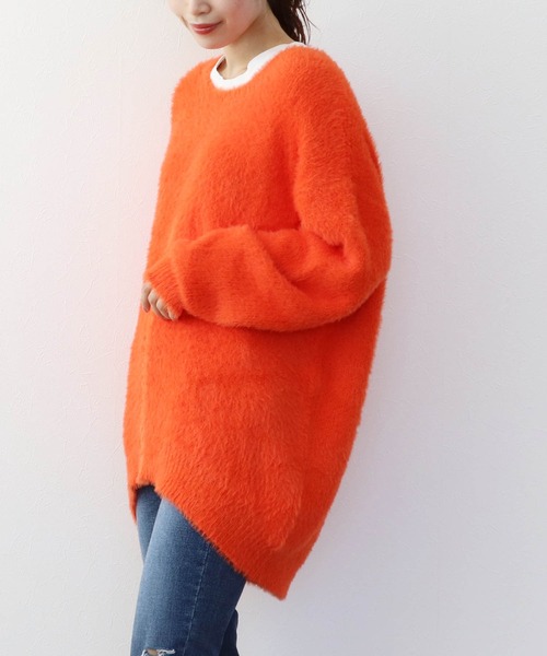 Three Four Time（ｽﾘｰﾌｫｰﾀｲﾑ）の「無地シャギーニットプルオーバー（ニット/セーター・レディース・ライム/オレンジ/ブルー/フューシャピンク・FREE）」の15枚目の写真