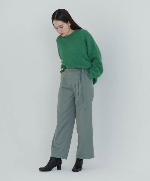 TINA：JOJUN（ティーナジョジュン）の「ワイドベルト ストレートパンツ TINA：JOJUN（その他パンツ・レディース・ブラック/サックスブルー・S/M）」の3枚目の写真