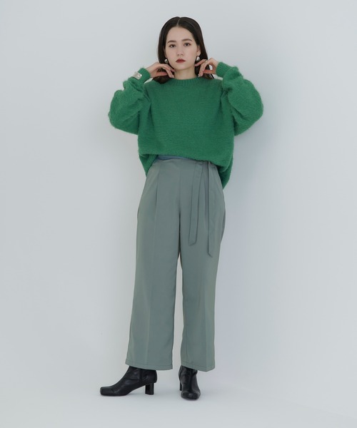 TINA：JOJUN（ティーナジョジュン）の「ワイドベルト ストレートパンツ TINA：JOJUN（その他パンツ・レディース・ブラック/サックスブルー・S/M）」の5枚目の写真