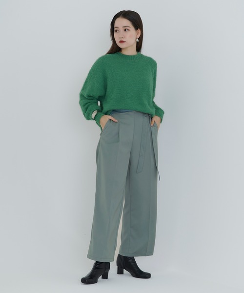 TINA：JOJUN（ティーナジョジュン）の「ワイドベルト ストレートパンツ TINA：JOJUN（その他パンツ・レディース・ブラック/サックスブルー・S/M）」の6枚目の写真