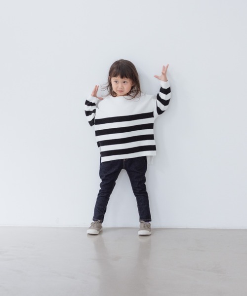 LOWRYS FARM(ローリーズファーム)の「ニットボーダーLS 261482(ニット/セーター・キッズ・ブラック/レッド/ブルー・110cm/120cm/130cm/140cm/150cm)」の13枚目の写真