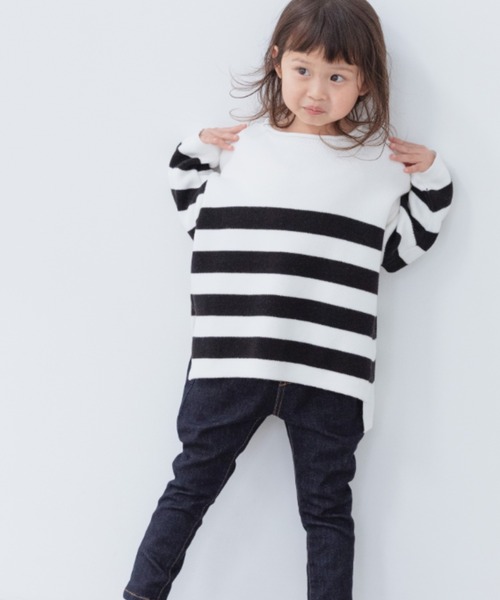 LOWRYS FARM(ローリーズファーム)の「ニットボーダーLS 261482(ニット/セーター・キッズ・ブラック/レッド/ブルー・110cm/120cm/130cm/140cm/150cm)」の14枚目の写真