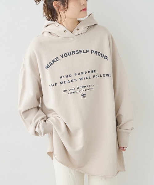 PUAL CE CIN(ピュアルセシン)の「裏毛プリントパーカー(パーカー・レディース・ホワイト/ベージュ/ブルー/ピンク・FREE)」の8枚目の写真