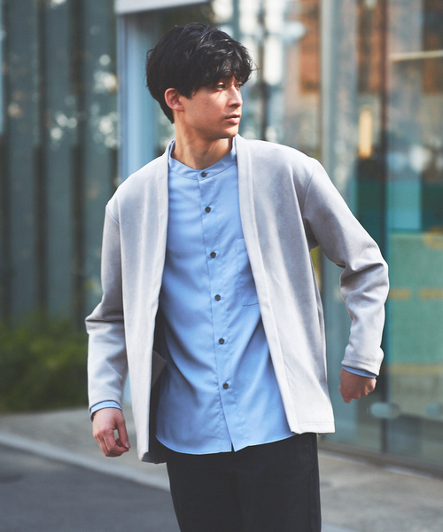 ABAHOUSE GRAY（アバハウスグレイ）の「【アンサンブル対応】ネオスエード ボタンレス カーディガン（カーディガン/ボレロ・メンズ・グレー/ベージュ/グレイッシュブルー/ブラック・46/48）」の3枚目の写真