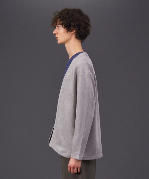 ABAHOUSE GRAY（アバハウスグレイ）の「【アンサンブル対応】ネオスエード ボタンレス カーディガン（カーディガン/ボレロ・メンズ・グレー/ベージュ/グレイッシュブルー/ブラック・46/48）」の7枚目の写真