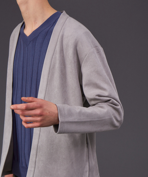 ABAHOUSE GRAY（アバハウスグレイ）の「【アンサンブル対応】ネオスエード ボタンレス カーディガン（カーディガン/ボレロ・メンズ・グレー/ベージュ/グレイッシュブルー/ブラック・46/48）」の10枚目の写真