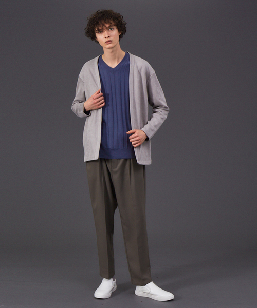 ABAHOUSE GRAY（アバハウスグレイ）の「【アンサンブル対応】ネオスエード ボタンレス カーディガン（カーディガン/ボレロ・メンズ・グレー/ベージュ/グレイッシュブルー/ブラック・46/48）」の14枚目の写真