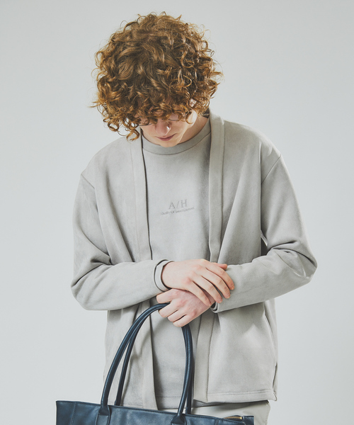 ABAHOUSE GRAY（アバハウスグレイ）の「【アンサンブル対応】ネオスエード ボタンレス カーディガン（カーディガン/ボレロ・メンズ・グレー/ベージュ/グレイッシュブルー/ブラック・46/48）」の15枚目の写真