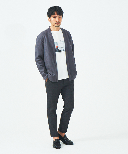 ABAHOUSE GRAY（アバハウスグレイ）の「【アンサンブル対応】ネオスエード ボタンレス カーディガン（カーディガン/ボレロ・メンズ・グレー/ベージュ/グレイッシュブルー/ブラック・46/48）」の21枚目の写真
