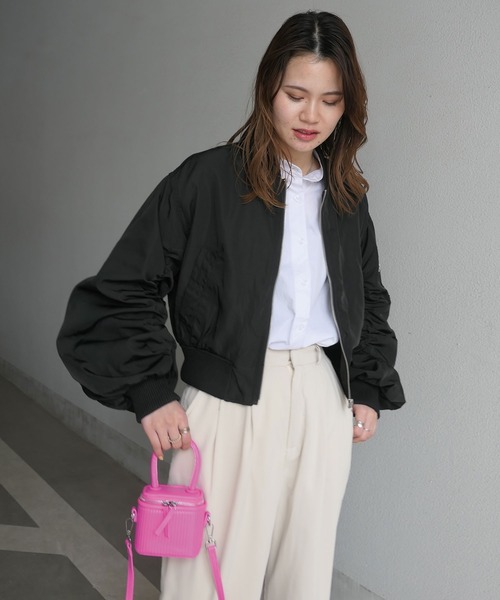 CORNERS（コーナーズ）の「ショートMA-1ブルゾン（MA-1・レディース・ライトグレー/ブラック/カーキ/アイボリー・M）」の16枚目の写真