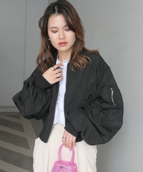 CORNERS（コーナーズ）の「ショートMA-1ブルゾン（MA-1・レディース・ライトグレー/ブラック/カーキ/アイボリー・M）」の12枚目の写真