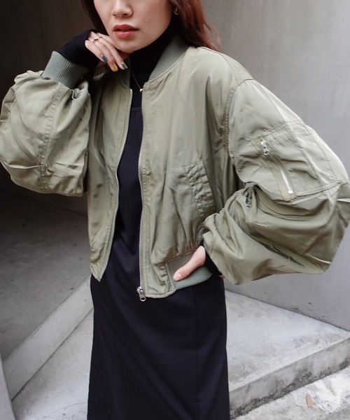 CORNERS（コーナーズ）の「ショートMA-1ブルゾン（MA-1・レディース・ライトグレー/ブラック/カーキ/アイボリー・M）」の20枚目の写真