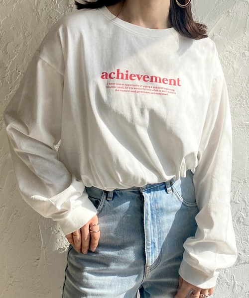 She's Closet(シーズクローゼット)の「ビッグシルエット長袖プルオーバーシンプルロゴロンT(Tシャツ/カットソー・レディース・グリーン/ホワイト×レッド/ホワイト×グリーン/スミクロ・FREE)」の2枚目の写真