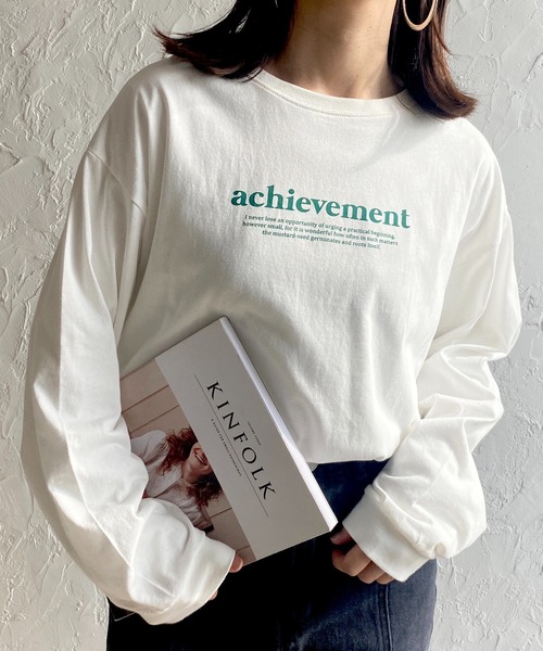 She's Closet(シーズクローゼット)の「ビッグシルエット長袖プルオーバーシンプルロゴロンT(Tシャツ/カットソー・レディース・グリーン/ホワイト×レッド/ホワイト×グリーン/スミクロ・FREE)」の3枚目の写真