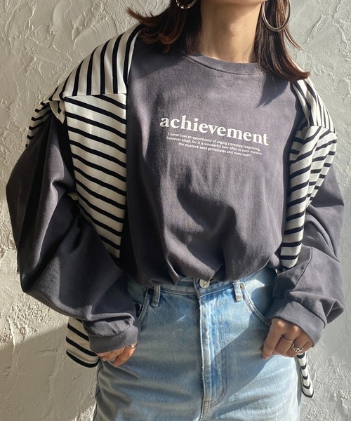 She's Closet(シーズクローゼット)の「ビッグシルエット長袖プルオーバーシンプルロゴロンT(Tシャツ/カットソー・レディース・グリーン/ホワイト×レッド/ホワイト×グリーン/スミクロ・FREE)」の4枚目の写真